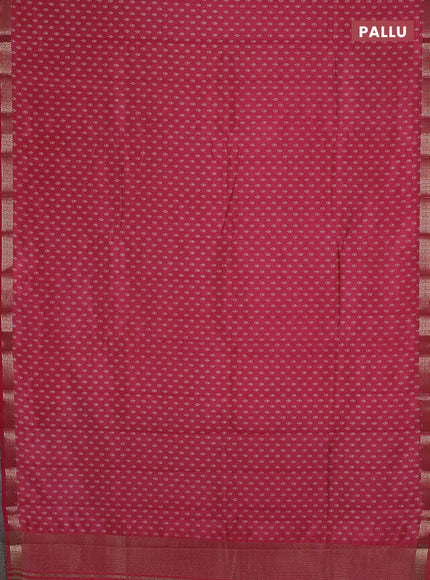 Semi raw silk saree pink shade with allover butta prints and zari woven border