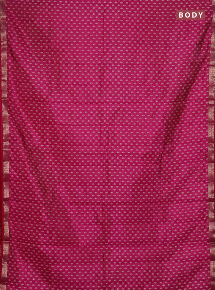 Semi raw silk saree pink with allover butta prints and zari woven border