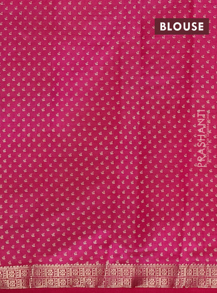 Semi raw silk saree pink with allover butta prints and zari woven border