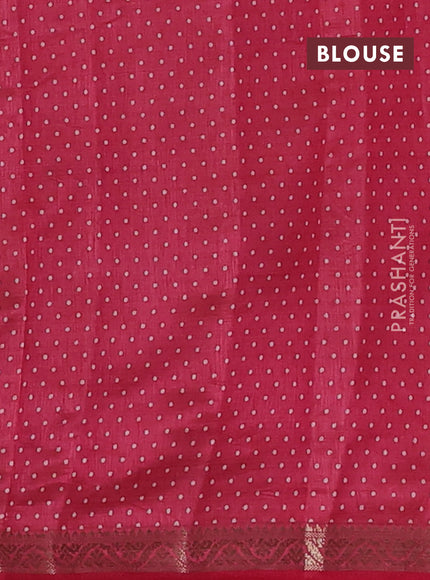 Semi raw silk saree pink shade with allover geometric prints and small zari woven border
