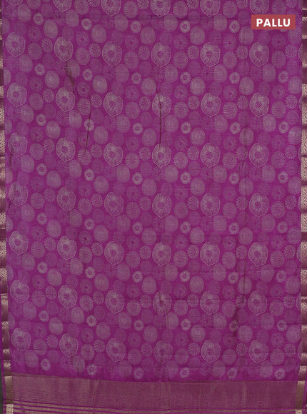Semi raw silk saree lavender with allover geometric prints and small zari woven border