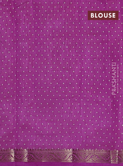 Semi raw silk saree lavender with allover geometric prints and small zari woven border