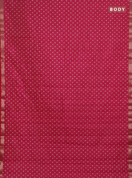 Semi raw silk saree pink with allover butta prints and zari woven border