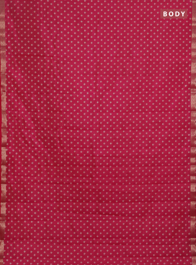 Semi raw silk saree pink with allover butta prints and zari woven border