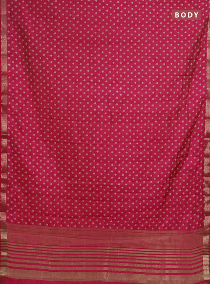 Semi raw silk saree pink with allover butta prints and zari woven border