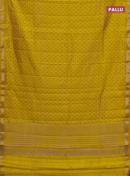 Semi raw silk saree mustard yellow with allover butta prints and zari woven border