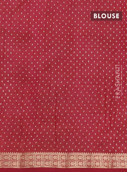 Semi raw silk saree maroon with allover butta prints and zari woven border