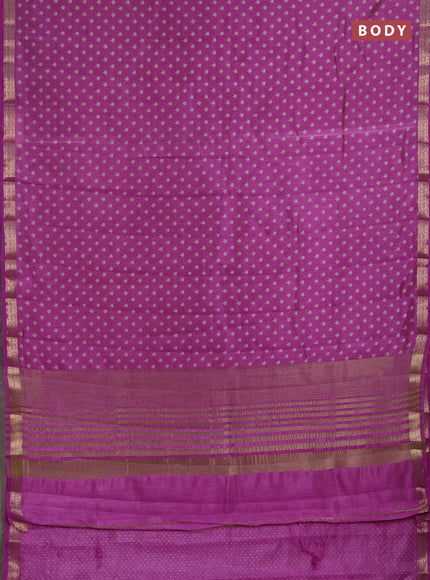 Semi raw silk saree lavender with allover butta prints and zari woven border