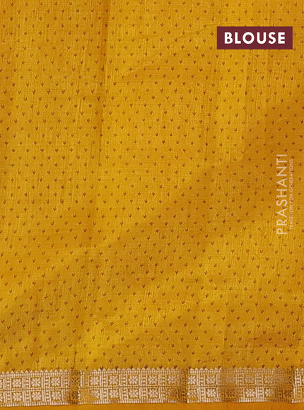 Semi raw silk saree mustard yellow with allover butta prints and zari woven border