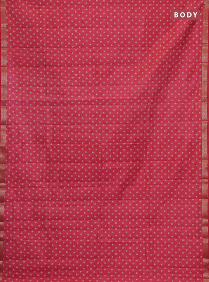 Semi raw silk saree pink shade with allover butta prints and zari woven border