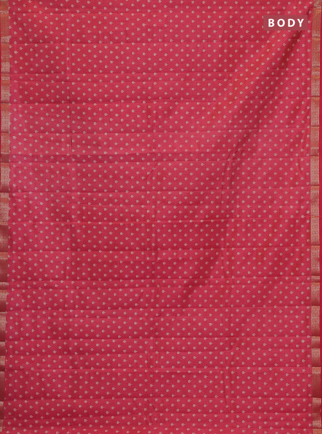 Semi raw silk saree pink shade with allover butta prints and zari woven border