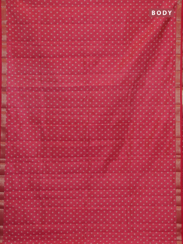 Semi raw silk saree pink shade with allover butta prints and zari woven border