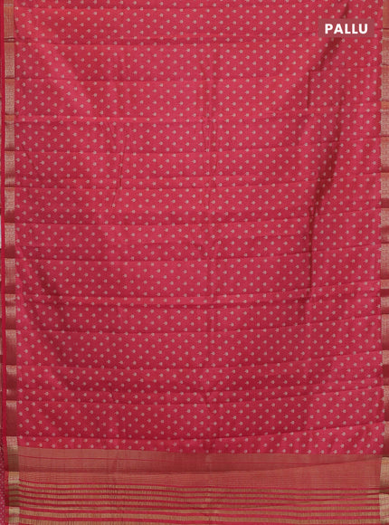 Semi raw silk saree pink shade with allover butta prints and zari woven border