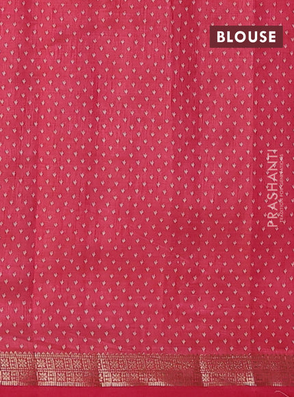 Semi raw silk saree pink shade with allover butta prints and zari woven border