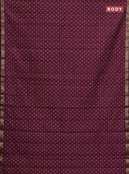 Semi raw silk saree wine shade with allover butta prints and zari woven border