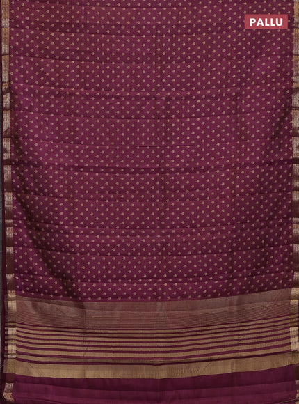 Semi raw silk saree wine shade with allover butta prints and zari woven border