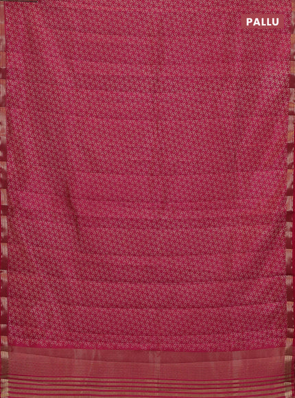 Semi raw silk saree pink with allover geometric prints and zari woven border