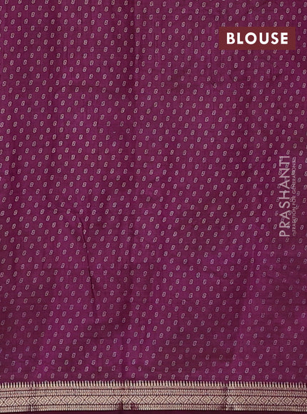 Semi raw silk saree wine shade with allover geometric prints and zari woven border