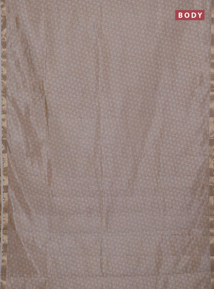 Semi raw silk saree cream with allover geometric prints and zari woven border