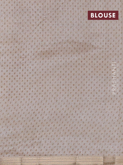 Semi raw silk saree cream with allover geometric prints and zari woven border