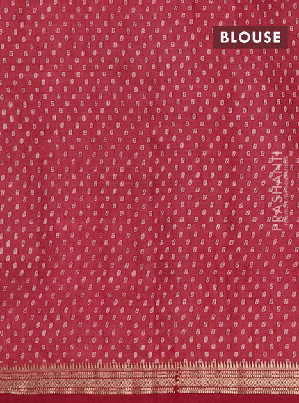 Semi raw silk saree maroon with allover geometric prints and zari woven border