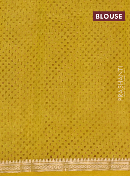 Semi raw silk saree mustard yellow with allover geometric prints and zari woven border