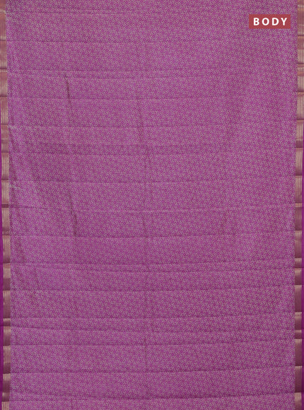 Semi raw silk saree lavender with allover geometric prints and zari woven border