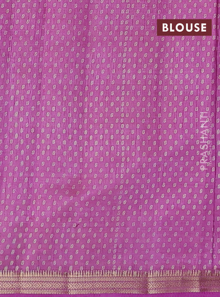 Semi raw silk saree lavender with allover geometric prints and zari woven border