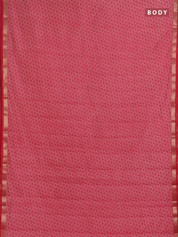 Semi raw silk saree pink shade with allover geometric prints and zari woven border