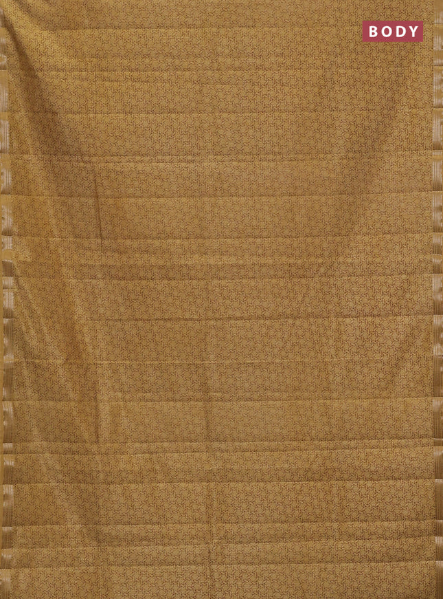 Semi raw silk saree sandal with allover geometric prints and zari woven border