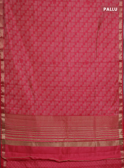 Semi raw silk saree pink shade with allover geometric prints and zari woven border