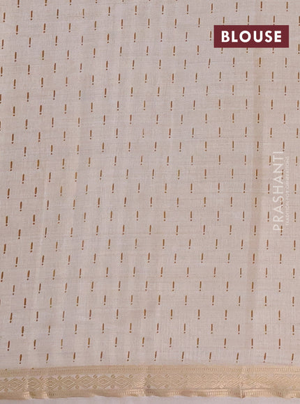 Semi raw silk saree cream with allover geometric prints and zari woven border