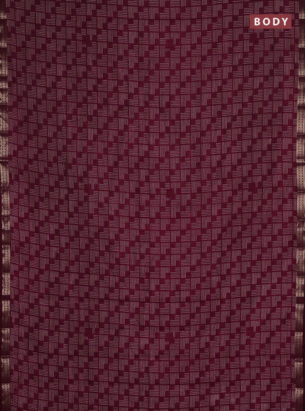 Semi raw silk saree maroon with allover geometric prints and zari woven border