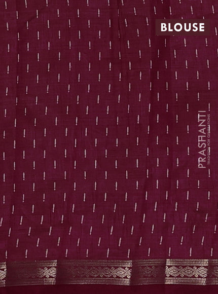 Semi raw silk saree maroon with allover geometric prints and zari woven border