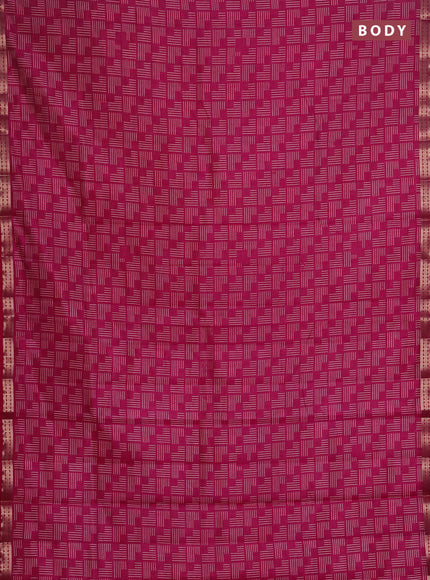 Semi raw silk saree pink with allover geometric prints and zari woven border
