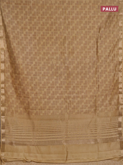 Semi raw silk saree sandal with allover geometric prints and zari woven border