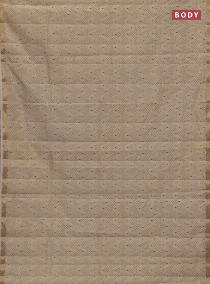 Semi raw silk saree cream with allover prints and zari woven border