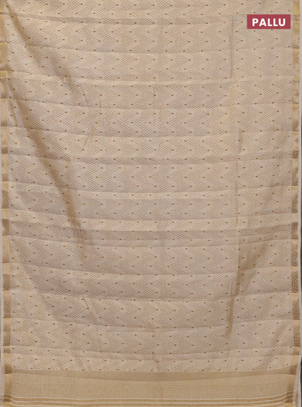 Semi raw silk saree cream with allover prints and zari woven border