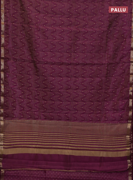 Semi raw silk saree wine shade with allover prints and zari woven border