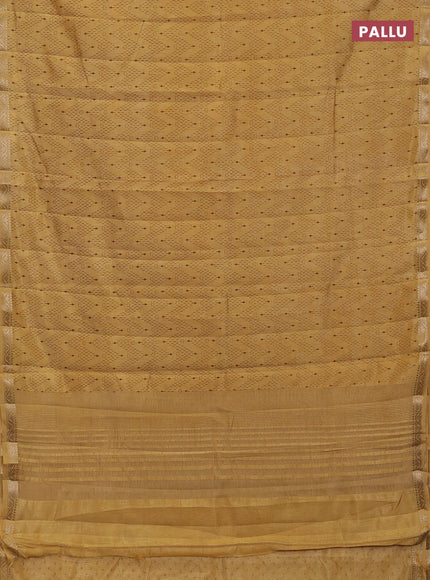 Semi raw silk saree sandal with allover prints and zari woven border