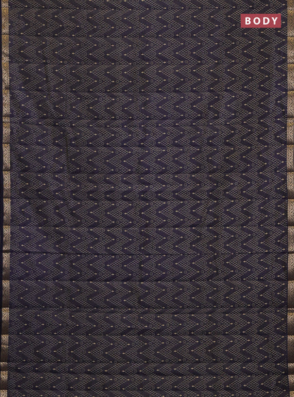 Semi raw silk saree navy blue with allover prints and zari woven border