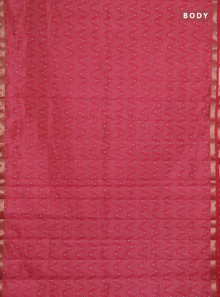Semi raw silk saree pink shade with allover prints and zari woven border