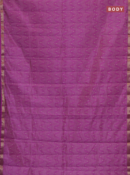 Semi raw silk saree lavender with allover prints and zari woven border