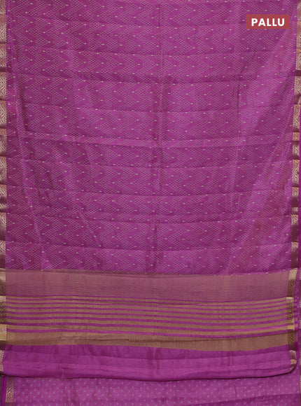 Semi raw silk saree lavender with allover prints and zari woven border