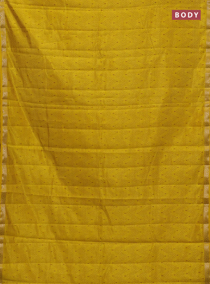 Semi raw silk saree mustard yellow with allover prints and zari woven border