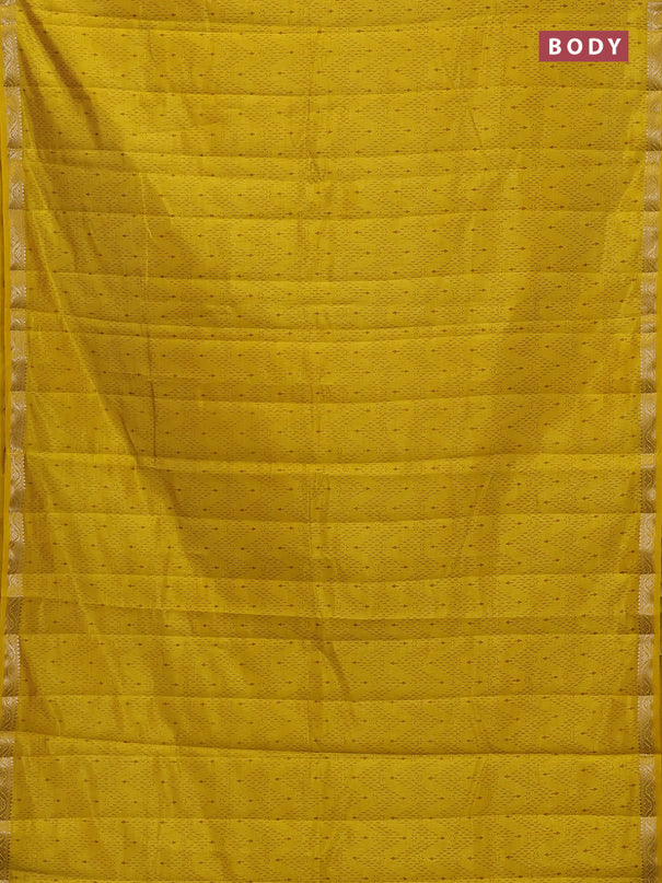 Semi raw silk saree mustard yellow with allover prints and zari woven border