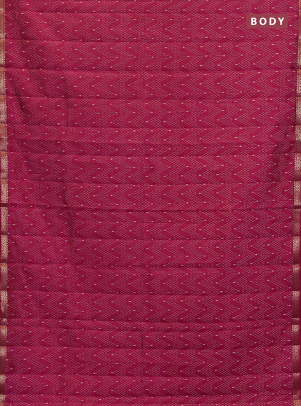 Semi raw silk saree pink with allover prints and zari woven border