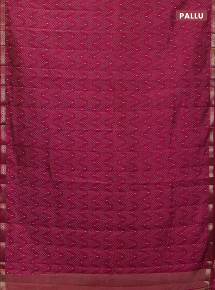 Semi raw silk saree pink with allover prints and zari woven border