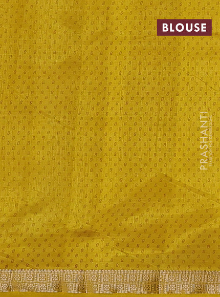 Semi raw silk saree mustard yellow shade with allover box style butta prints and small zari woven border