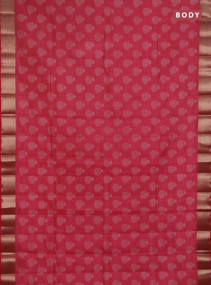 Semi raw silk saree pink shade with allover floral butta prints and zari woven border